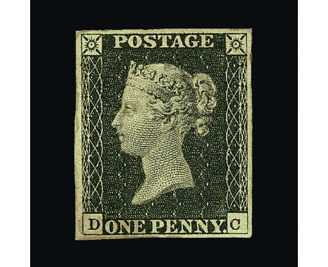 Great Britain - QV (line engraved) : (SG 2) 1840 1d black, plate 3, DC, 4 good margins, fresh, h/r, fine m.m.  Scarce plate t
