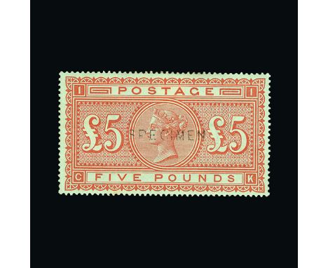 Great Britain - QV (surface printed) : (SG 137s) 1867-83 £5 Orange, C-K, overprint 'SPECIMEN' type 11, perversely 'specimen' 
