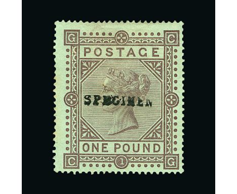 Great Britain - QV (surface printed) : (SG 129s) 1867-83 Maltese Cross £1 brown-lilac, CG, ovptd SPECIMEN Type 9 (broken lett