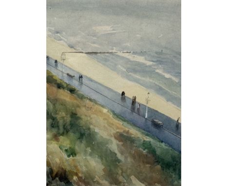 Morgan Hewinson (British 20th century): 'Wet Promenade', watercolour signed and titled 29cm x 20cm