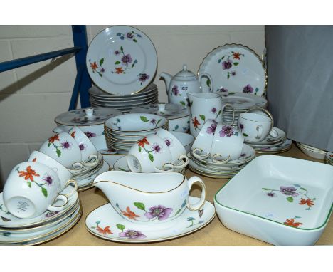 ROYAL WORCESTER 'ASTLEY' DINNERWARES, to include two tureens, flan dish, coffee pot, gravy boat and stand, jug, oval and rect