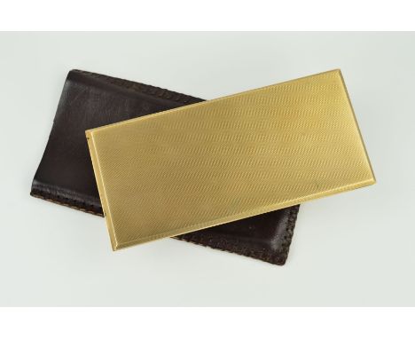 AA MID 20TH CENTURY 9CT RECTANGULAR CIGARETTE BOX measuring approximately 170mm x 82mm, case engine turned, slide action hing