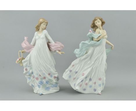 TWO LLADRO FIGURES, 'Spring Splendor' No.5898 (two petals broken), height approximately 30cm and 'Summer Serenade' No.6193 (b
