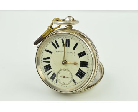 A LATE VICTORIAN SILVER POCKET WATCH, the open face pocket watch with white dial, Roman numeral markers, subsidiary seconds d