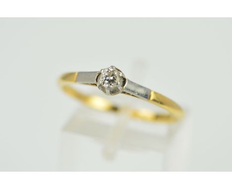 A MID 20TH CENTURY DIAMOND SINGLE STONE RING, estimated diamond weight 0.10ct, ring size R, stamped '18ct plat', approximate 