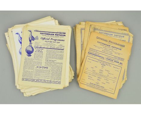 A LARGE COLLECTION OF TOTTENHAM HOTSPUR HOME FOOTBALL PROGRAMMES, 1946-1959, condition ranges from good to poor, list availab