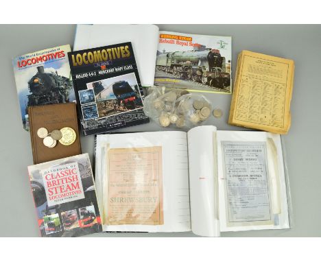 A QUANTITY OF PAPER RAILWAYANA, to include Excursion flyers, share and insurance certificates, stamp packs, letters, magazine