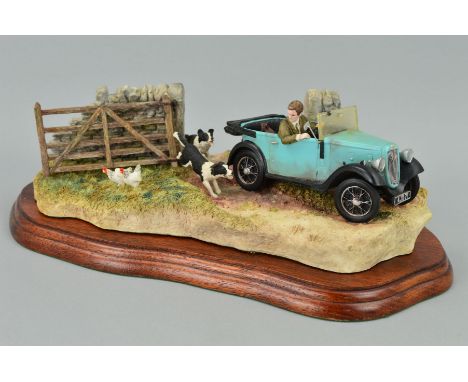 A BORDER FINE ARTS FIGURE GROUP, from The James Herriott Collection, 'The Chase' (Austin Seven Ruby and Collies), B0444, mode