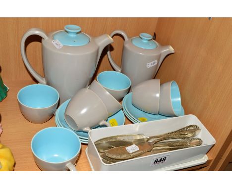SILVER PLATED FISH KNIVES AND FORKS, and a Poole pottery coffee set (all proceeds to We Love Lichfield Charity)
