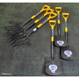 3x Draper Metal spades & 3x Draper Metal forks