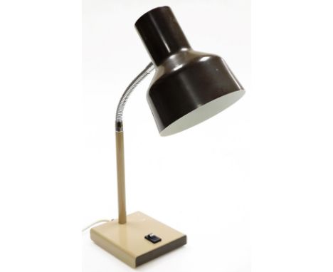 A retro brown metal desk lamp, 37cm high. 