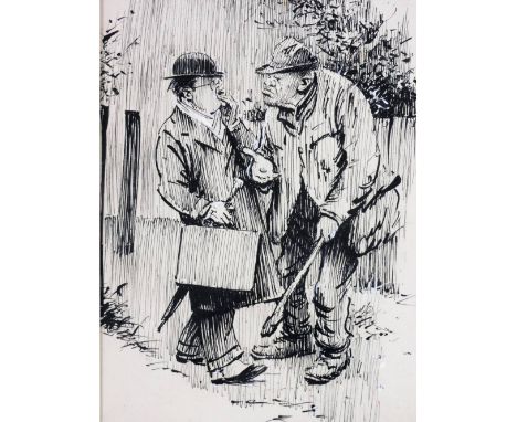 Burt Thomas (1883-1966). Disgusted Foot Pad - Blimey! Arf a Dollar and Spats!, circa 1935, ink sketch, 26cm x 19cm, framed an