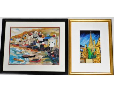 Two modern art pictures, to include Richard Tuff, Mikki print, coastal scene, 44cm x 58cm, framed and glazed, and another by 
