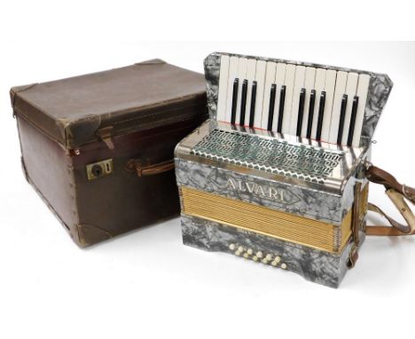 An Alvari cased accordion.