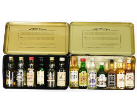 Two cased sets of William Grant's scotch whisky miniatures collection, in collectors tin. (2)