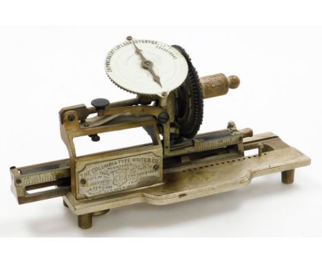 A rare late 19thC Columbia No.2 single lever typewriter, with white indicator dial and bearing plaque with registered trade d