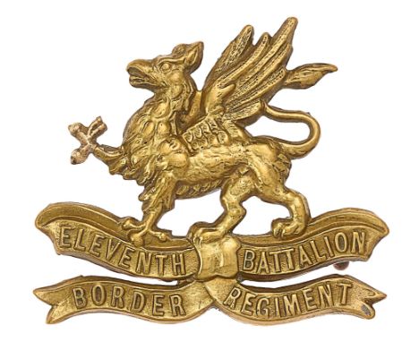 11th (Lonsdale) Battalion Border Regiment WW1 OR’s cap badge.Good scarce die-stamped brass crest of the Earl of Lonsdale on s