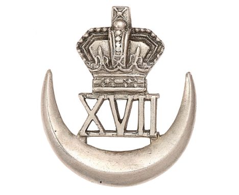 Indian Army. 17th Loyal Punjab Regiment Victorian Officer’s head-dress badge.A fine native silver example. Crowned “XVII” res