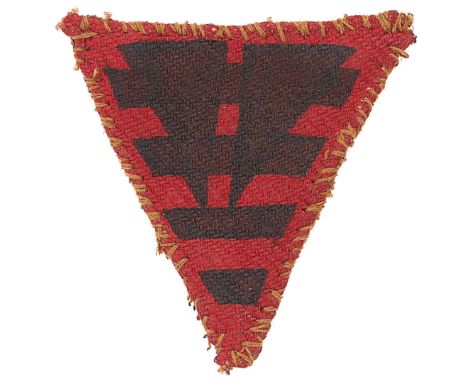 254th Indian Tank Brigade scarce WW2 cloth formation sign.Good red inverted triangle printed with black tank tracks.   Three 