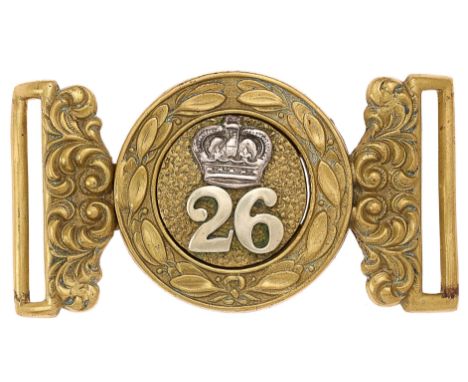 Indian Army. Waist belt clasp attributed to 26th Baluchistan Regiment of Native Infantry .Silver and gilt interlocking exampl
