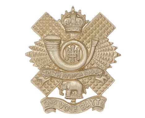 Scottish. 2nd (Glasgow) VB Highland Light Infantry Edwardian OR’s glengarry badge circa 1905-08.A fine rare short lived die-s