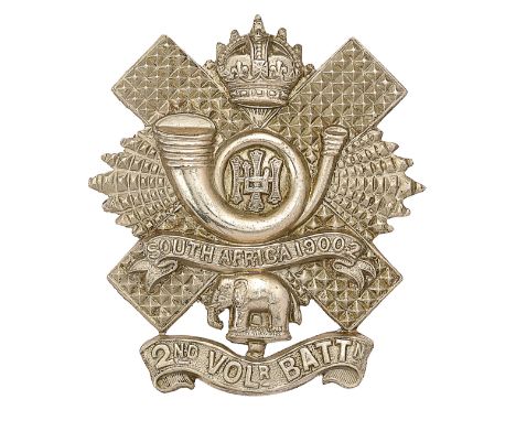 Scottish. 2nd (Glasgow) VB Highland Light Infantry Edwardian OR’s glengarry badge circa 1905-08.Good  short lived die-stamped