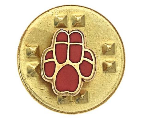 Northern Ireland dog handler’s beret badge.Good scarce small red enamel paw badge, worn by dog handlers of the Army Dog Unit 