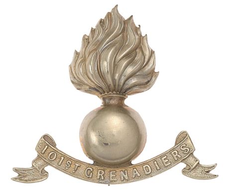 Indian Army. 101st Grenadiers pagri badge circa 1903-22.Fine scarce die-stamped white metal flaming grenade resting on die-ca