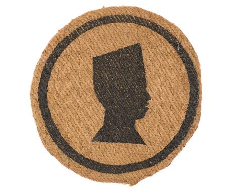 Indian Army. Madras Sappers and Miners scarce WW2 formation sign.Black silhouette head of a Madrassi Sapper printed on KD dis