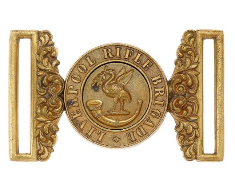 Liverpool Rifle Brigade Victorian OR’ waist belt claspScarce die-cast brass interlocking example with non-matching numbers. W