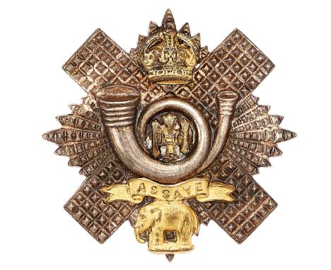 Scottish. Highland Light Infantry Officer’s HLI glengarry circa 1901-52.Good die-cast faceted silvered thistle star and coile