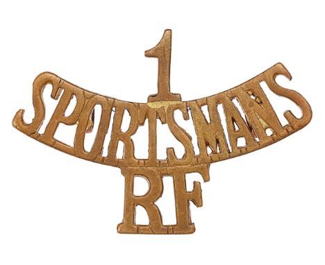 1 / SPORTSMANS / RF WW1 “Kitchener’s Army” brass shoulder title.Good scarce die-cast example.  Loops VGC23rd (1st Sportsman’s