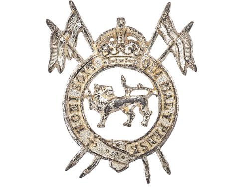Indian Army. 2nd Royal Lancers (Gardner's Horse) post 1935 cap badge.Good British made die-cast silvered crowned Garter super