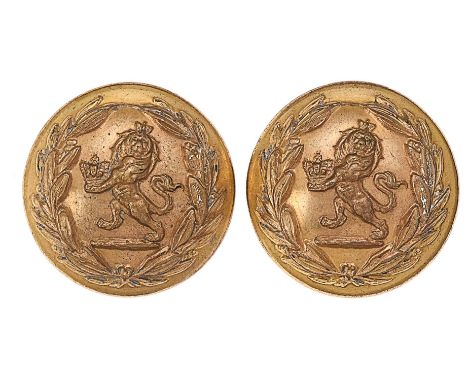 2 x Honourable East India Company William IV / Victorian Officer’s coatee button.Gilt closed-back bearing HEIC lion and crown