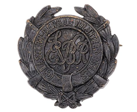 Indian Army. Eastern Bengal Volunteer Rifles pagri badge.Good British made die-stamped blackened laurel sprays bearing crosse