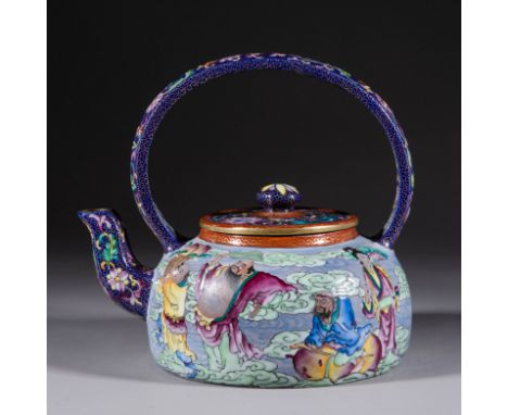 Chinese Qing dynasty purple clay enamel pot    H:17cm             W:19cm