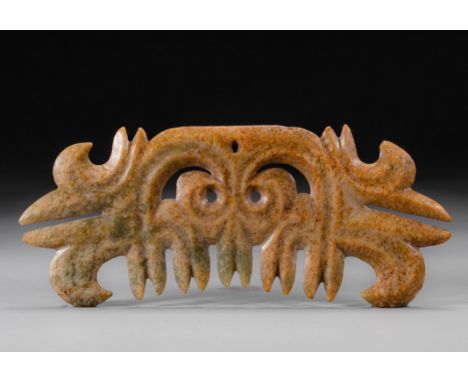 The shape of jade in the shape of a jade pendant during the Red Mountain period of China    H:7.2cm             W:18.3cm     