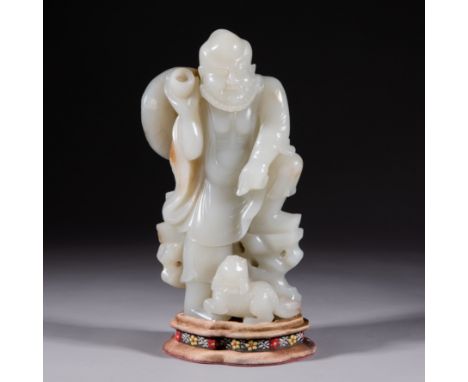 Chinese Qing dynasty Hetian jade arhat statue    H:20cm             W:10cm       Weight:1389g