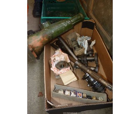 A quantity of car spares including four new A50/60 lay-gears, one good used lay-gear, one new motion Shaft, one good motion s