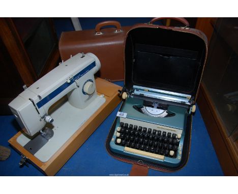 A cased "Crown Point" sewing machine (no electric cable) and an "Imperial" typewriter.
