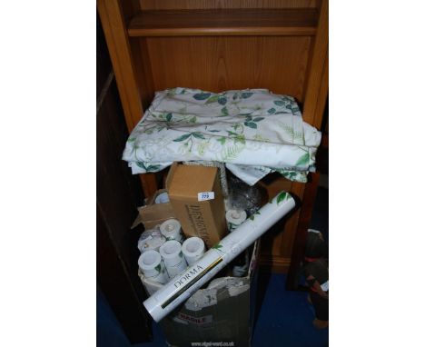 A quantity of "Dorma" wall paper, a pair of matching curtains, etc. 168cm x 183cm.