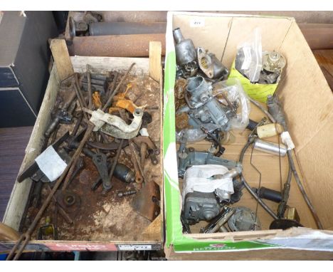 A quantity of car spares including new windscreen wiper motor, three new windscreen motor wiper boxes, new dynamo back plate,