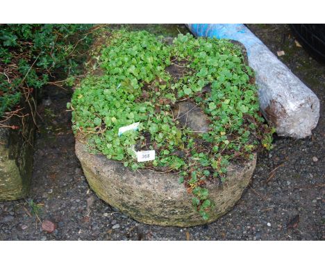A D-shaped concrete trough/planter, 20".