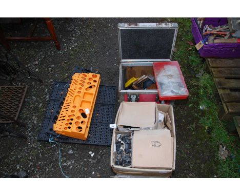 A quantity of miscellaneous tools, easy fix pipe staples, etc.