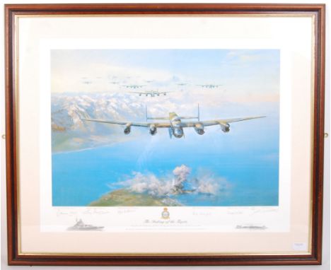 ' Sinking Of The Tirpitz ' by Frank Wootton - a beautiful framed and glazed limited edition print depicting the Lancasters of