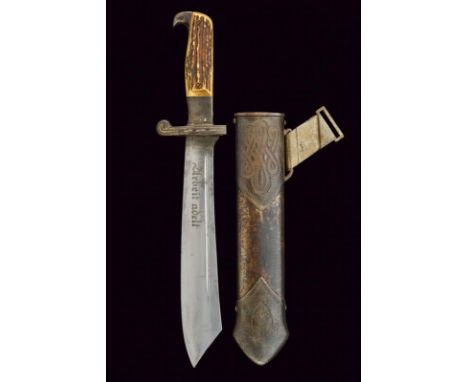 dating: 20th Century provenance: Germany, Heavy, straight, single-edged blade, with fuller, 'Arbeit Adelt' motto on one side,