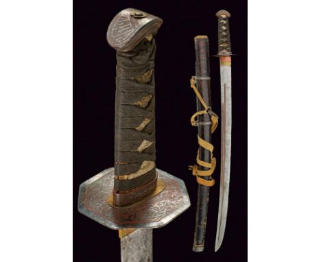 dating: 19th Century provenance: Korea, Strong, slightly curved, single-and false-edged blade (some small dent on the edge) w