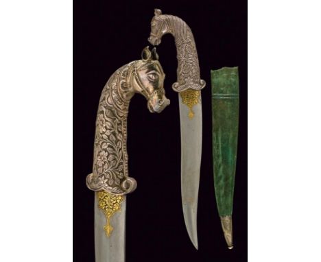 dating: early 20th Century provenance: India, Double-edged blade with reinforced tip,in damask structure, the base decorated 