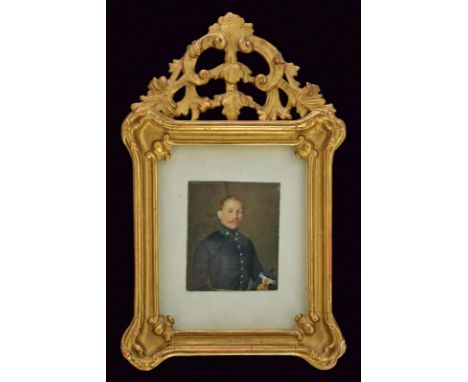 dating: Mid 18th Century provenance: Papal States, Oil on cardboard, depicting an officer of the Papal State in uniform, with