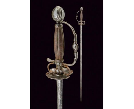dating: late 18th Century provenance: England, Straight, double-edged blade of hexagonal section. Steel hilt with small sword